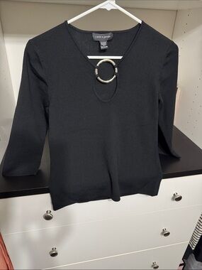 Cable & Gauge Black Top with Metal Ring Detail